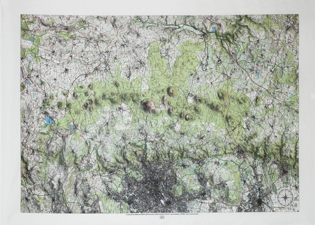 Carte IGN tissu enduit Chaîne des Puys